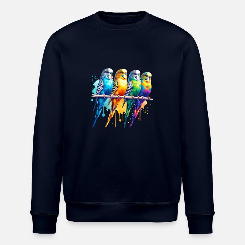 Bunte süße Wellensittiche - Stanley/Stella Unisex Bio-Sweatshirt ROLLER - Navy