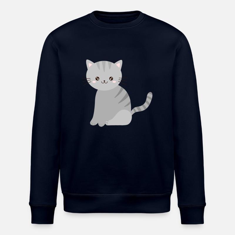 süße graue Katze - Stanley/Stella Unisex Bio-Sweatshirt ROLLER - Navy