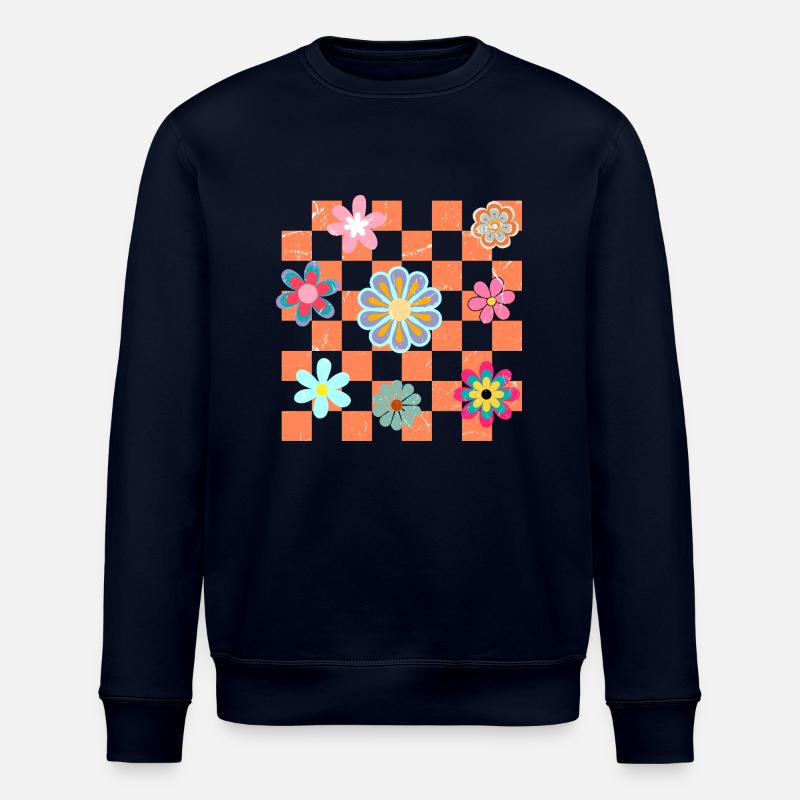 À carreaux fleurs rétro - Sweat bio ROLLER Stanley/Stella Unisexe - marine