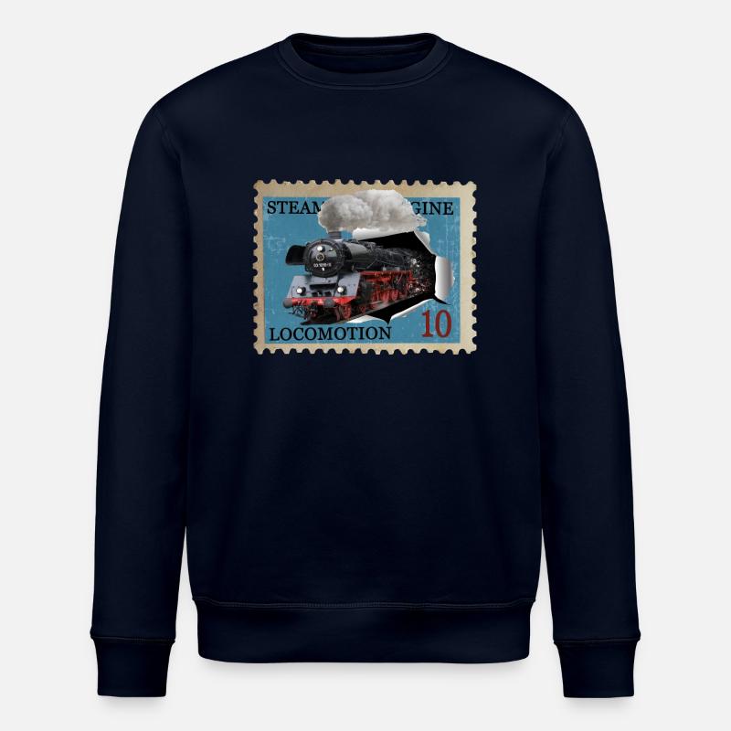 Briefmarke Dampflokomotive - Stanley/Stella Unisex Bio-Sweatshirt ROLLER - Navy