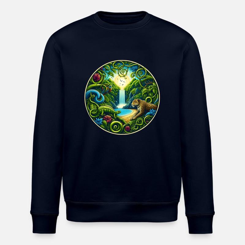 Waterfall in the rainforest - Stanley/Stella ROLLER Unisex Organic Sweatshirt - navy