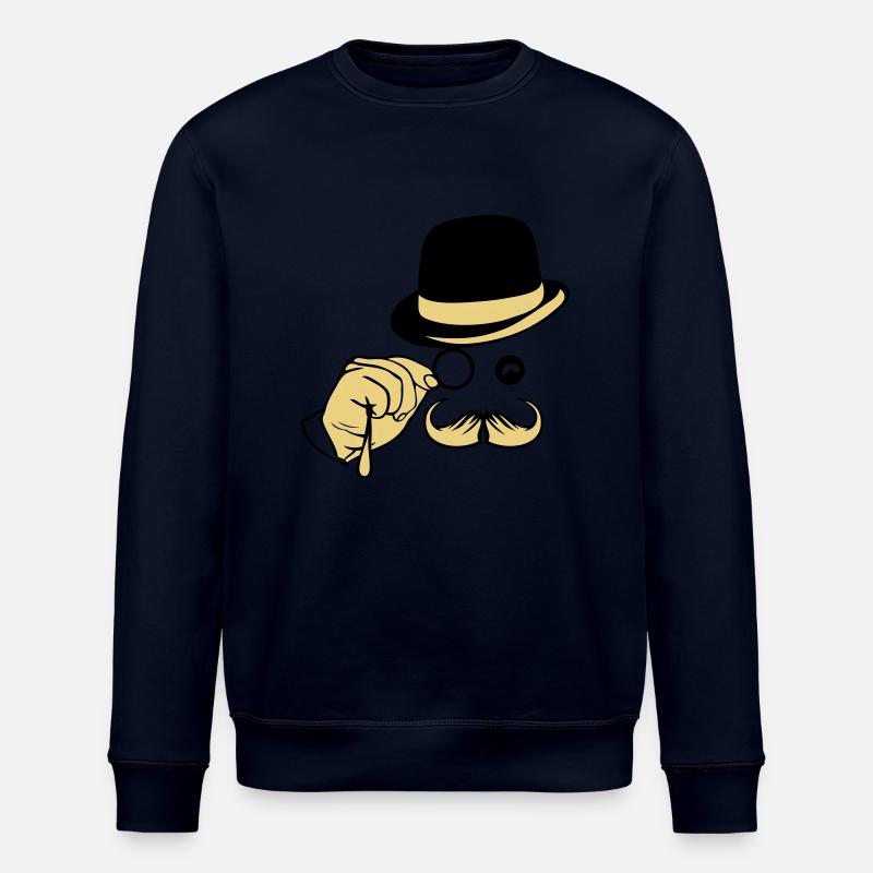 smiley chapeau monocle moustache melon - Sweat bio ROLLER Stanley/Stella Unisexe - marine