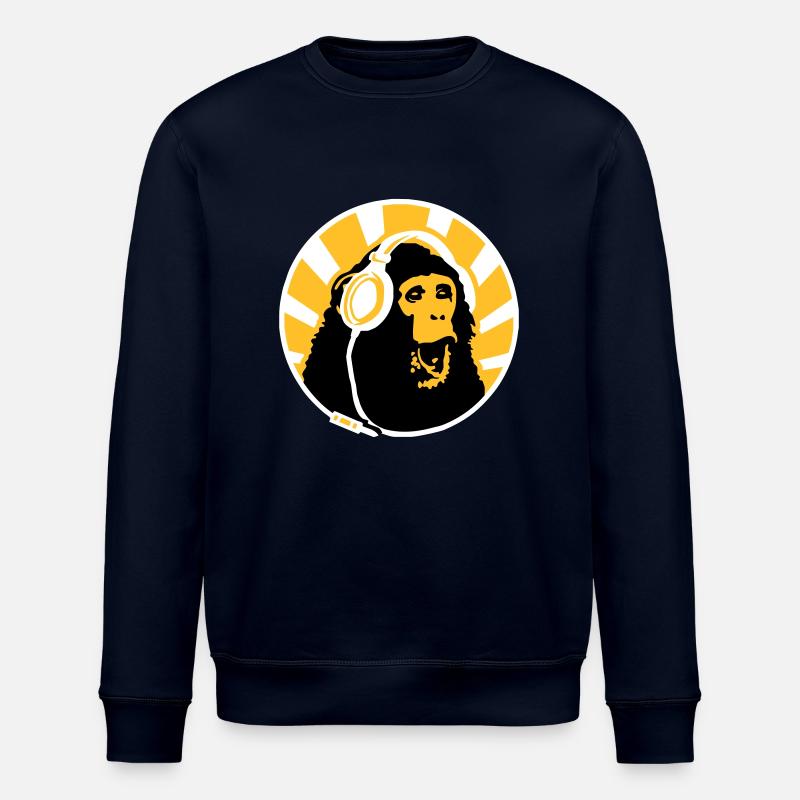 Monkey with Headphones - Sweat bio ROLLER Stanley/Stella Unisexe - marine