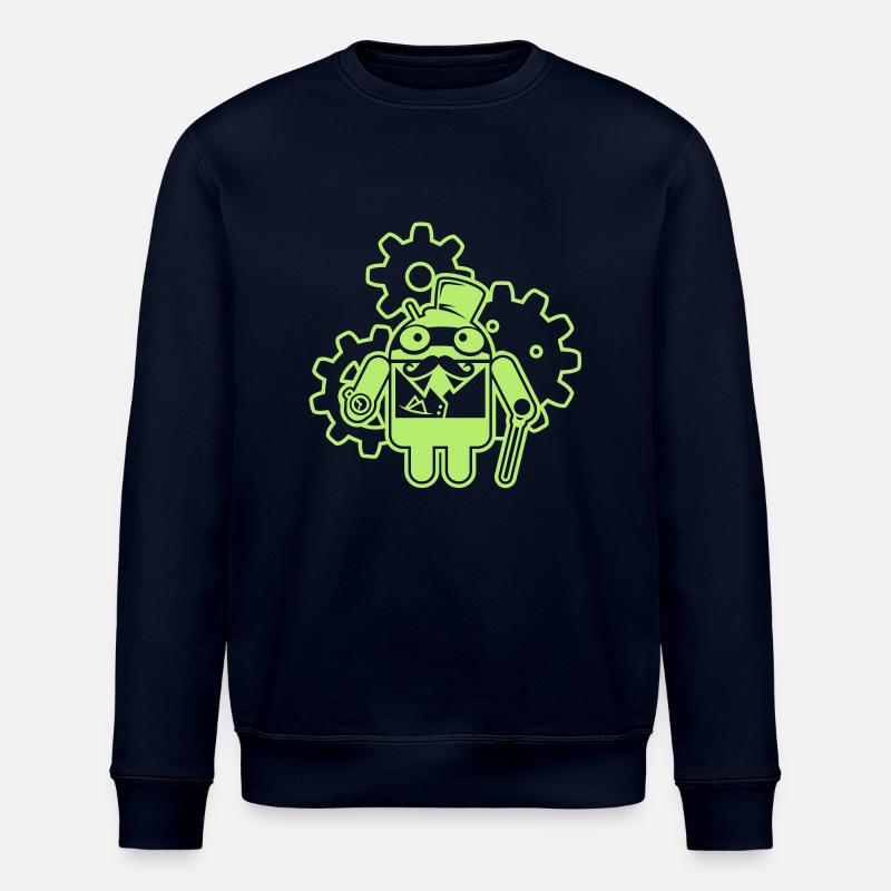 steampunkandroid_mono_light - Stanley/Stella ROLLER Unisex Organic Sweatshirt - navy