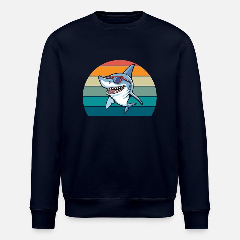 Shark Retro - Stanley/Stella ROLLER Unisex Organic Sweatshirt - navy