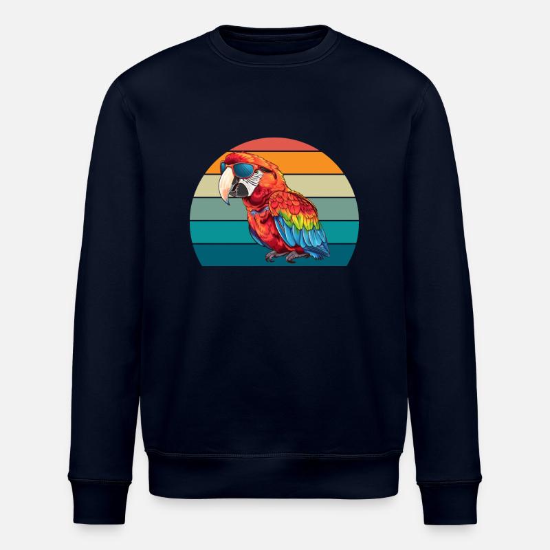 Perroquet Rétro Oiseau Été - Sweat bio ROLLER Stanley/Stella Unisexe - marine
