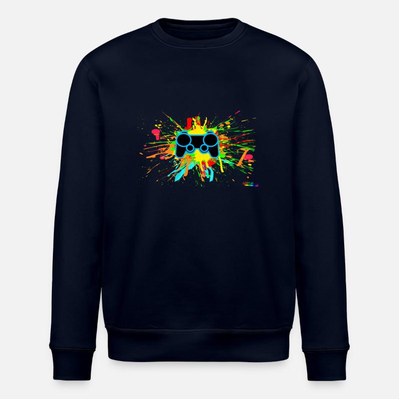 Controller Splatter Gamer - Stanley/Stella ROLLER Unisex Organic Sweatshirt - navy