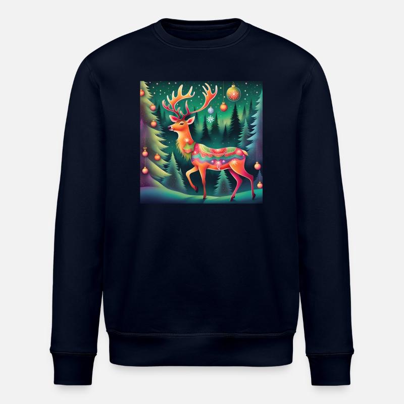 Christmas Moose - Stanley/Stella ROLLER Unisex Organic Sweatshirt - navy