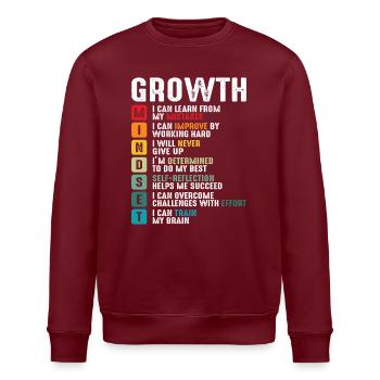 Growth Mindset Positive School Classroom Teacher - Stanley/Stella ROLLER Unisex Organic Sweatshirt - burgundy - Front - Nik (191cm)