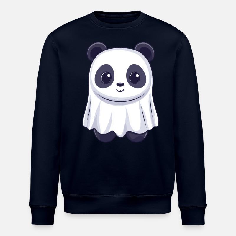 Panda Halloween Comic Ghost - Stanley/Stella ROLLER Unisex Organic Sweatshirt - navy