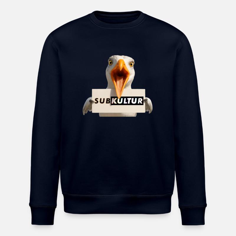 SUBKULTUR Möwe mit Schild - Stanley/Stella Unisex Bio-Sweatshirt ROLLER - Navy
