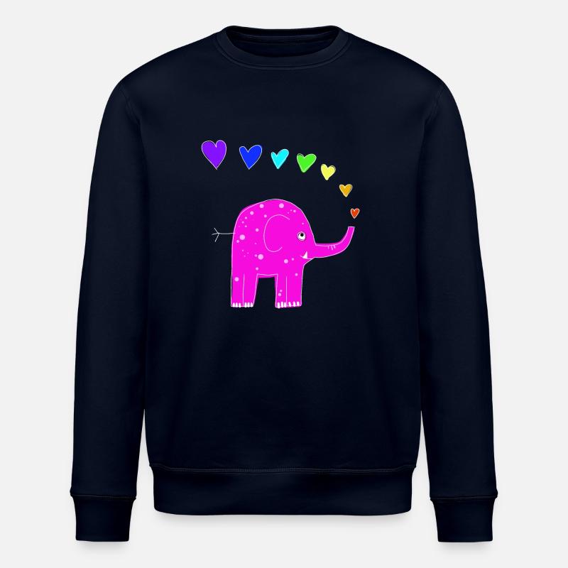 Rainbow Elephant - Stanley/Stella ROLLER Unisex Organic Sweatshirt - navy