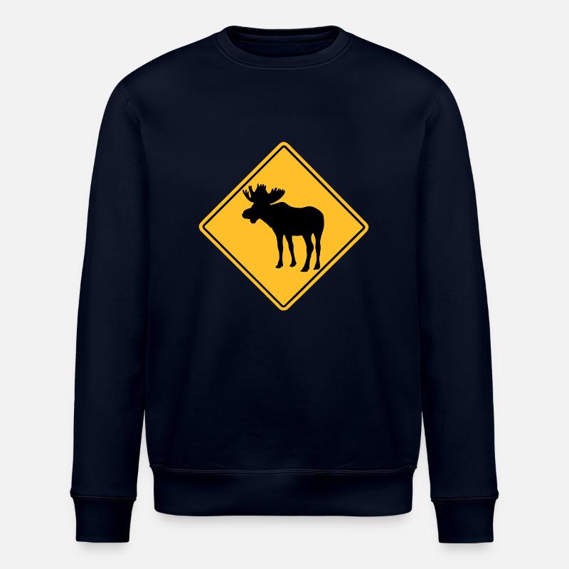 Moose Road Sign - Stanley/Stella Unisex Bio-Sweatshirt ROLLER - Navy