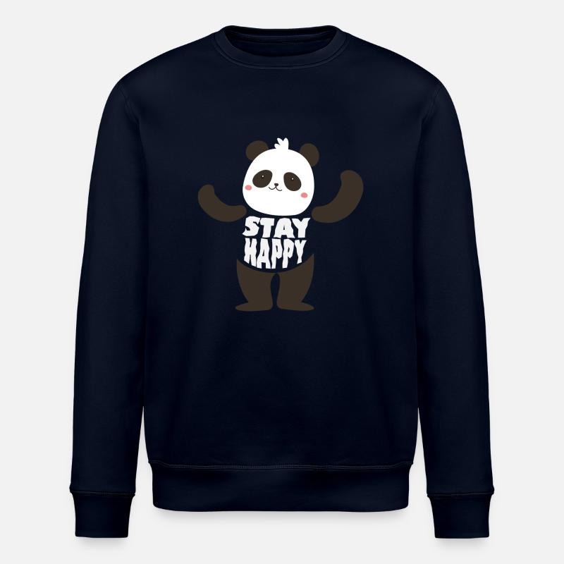 Restez heureux Panda - Sweat bio ROLLER Stanley/Stella Unisexe - marine