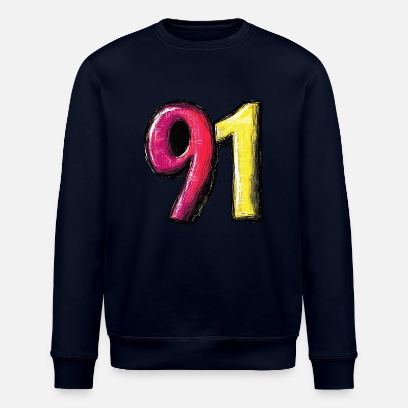 91 Zahl Comic - Stanley/Stella Unisex Bio-Sweatshirt ROLLER - Navy