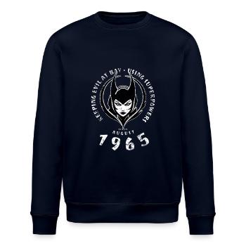 60. Geburtstag Using Superpowers Since 08/1965 - Stanley/Stella Unisex Bio-Sweatshirt ROLLER - Navy - Vorne - Nik (191cm)