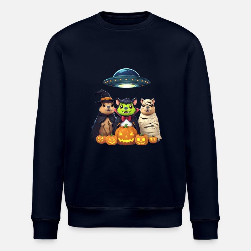 Halloween Capybara Hamster Geist Geschenkidee - Stanley/Stella Unisex Bio-Sweatshirt ROLLER - Navy