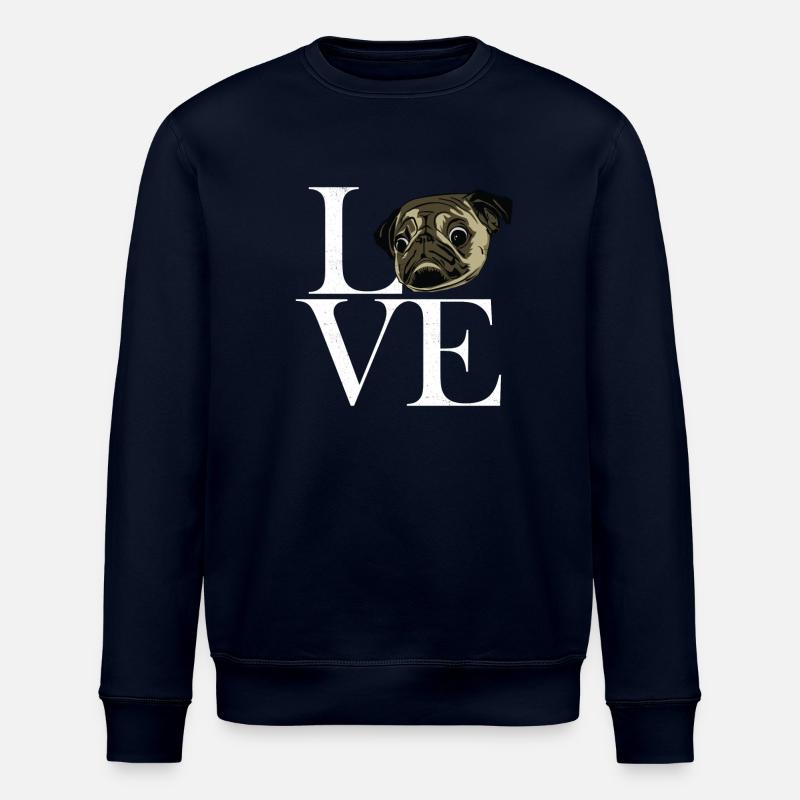 Pug white - Stanley/Stella ROLLER Unisex Organic Sweatshirt - navy