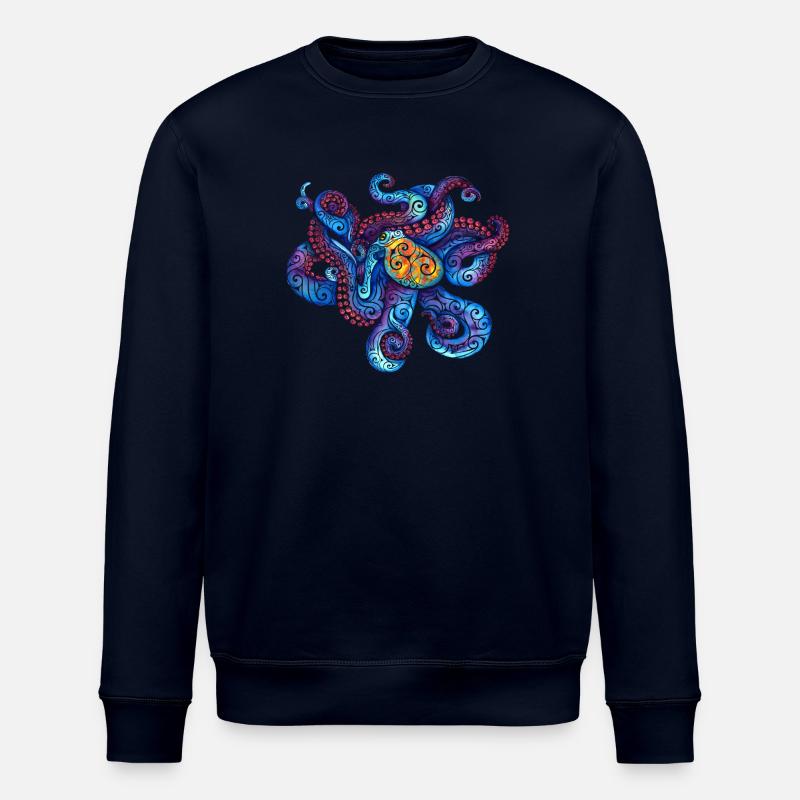 Swirly Octopus - Stanley/Stella Unisex Bio-Sweatshirt ROLLER - Navy