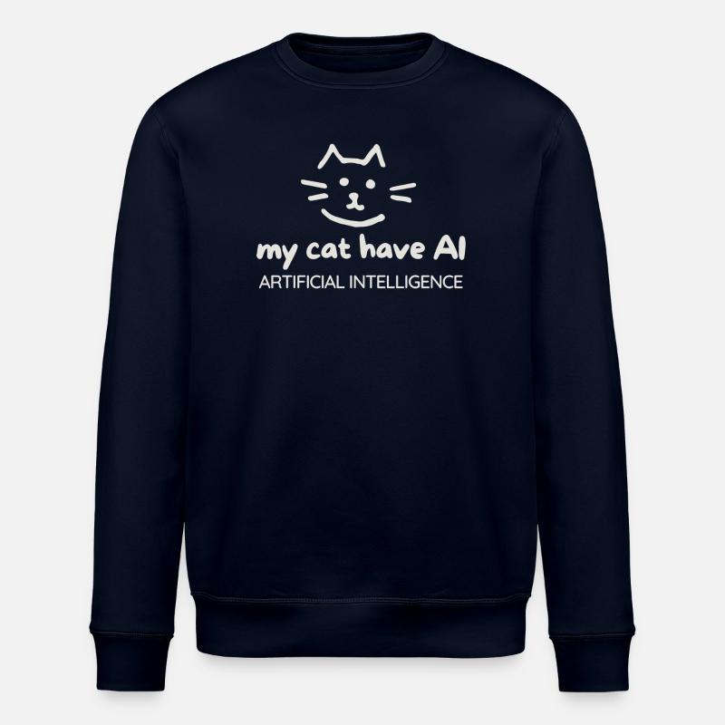 Cat Artificial Intelligence Motif - Stanley/Stella ROLLER Unisex Organic Sweatshirt - navy