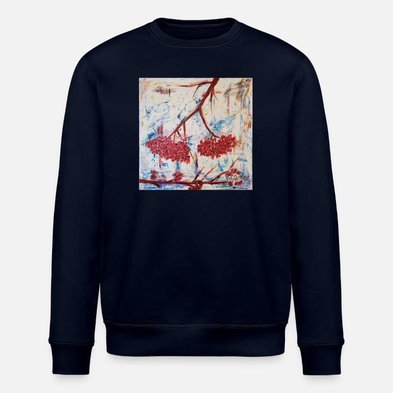 Abstrakte Vogelbeere in Rot - Stanley/Stella Unisex Bio-Sweatshirt ROLLER - Navy