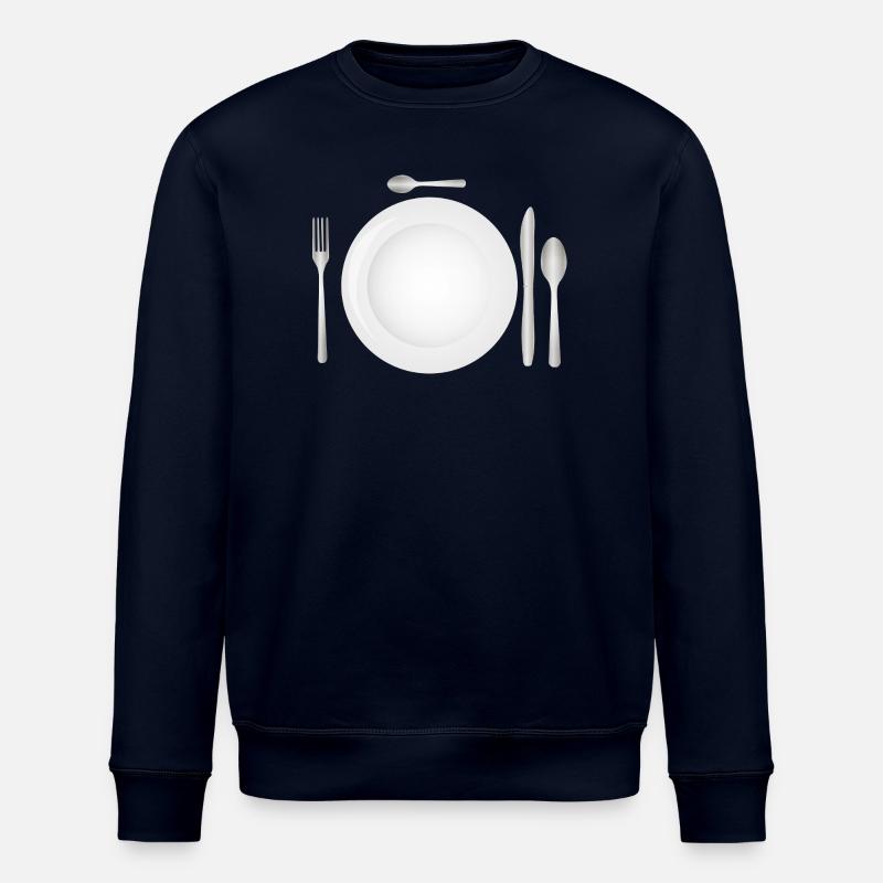 Tischgedeck mit leerem Teller & Besteck - Stanley/Stella Unisex Bio-Sweatshirt ROLLER - Navy