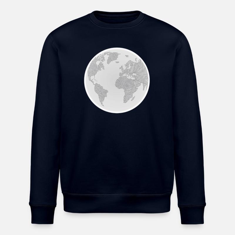 Geometric Globe Design - Stanley/Stella ROLLER Unisex Organic Sweatshirt - navy