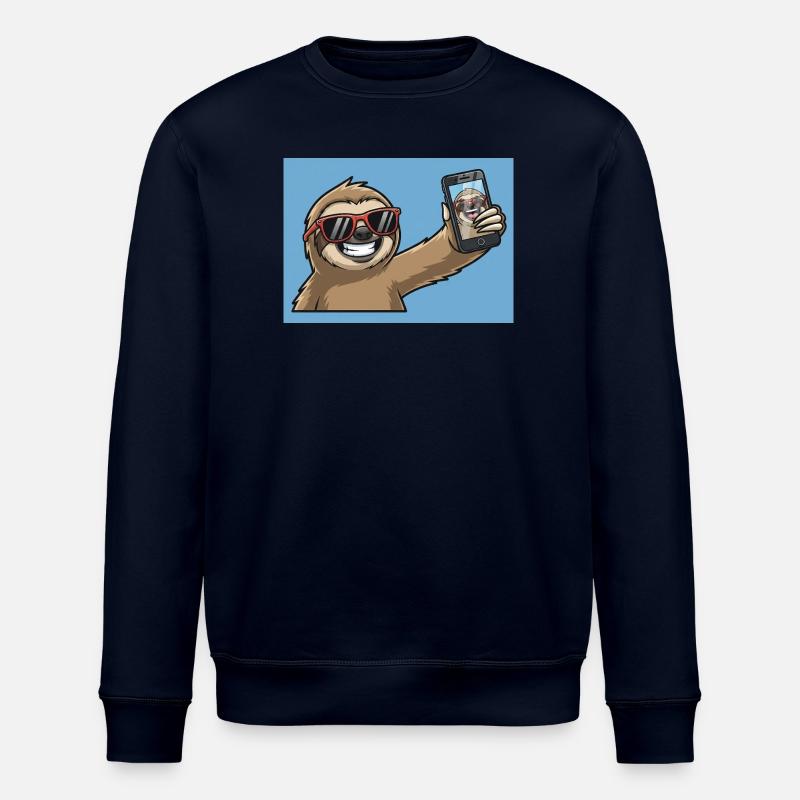 Cooler Sloth Selfie Design - Stanley/Stella Unisex Bio-Sweatshirt ROLLER - Navy