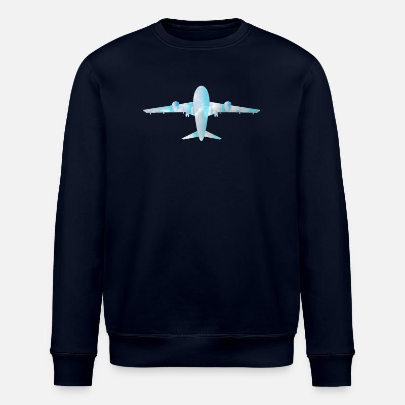 Passenger plane with cloud pattern - Stanley/Stella ROLLER Unisex Organic Sweatshirt - navy