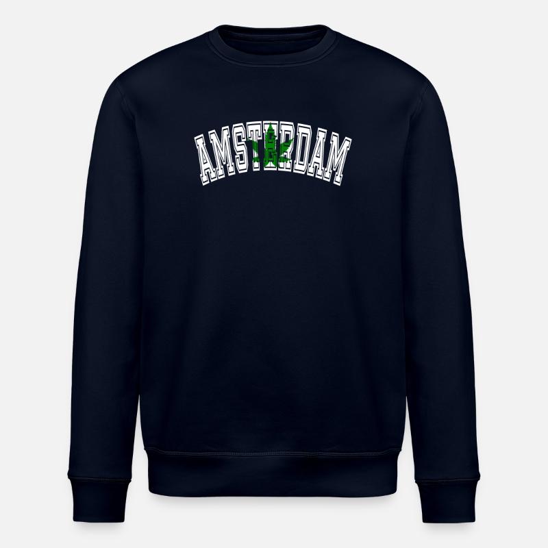 Amsterdam design with cannabis leaf - Stanley/Stella ROLLER Unisex Organic Sweatshirt - navy