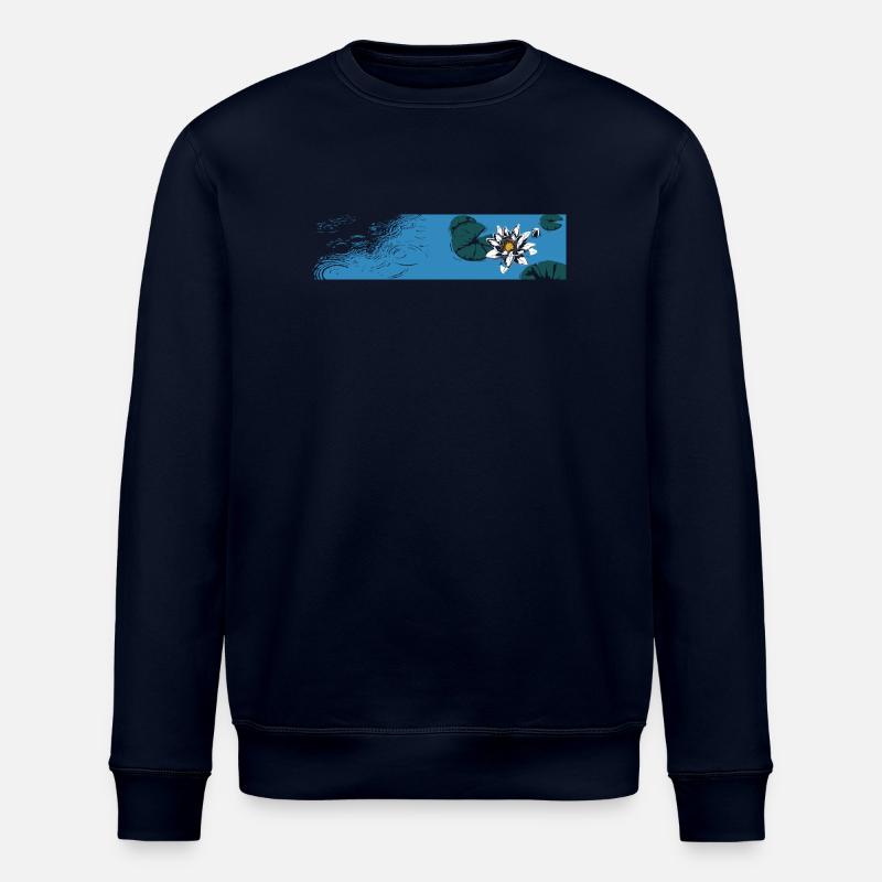 Nénuphar bleu sur l’eau - Sweat bio ROLLER Stanley/Stella Unisexe - marine