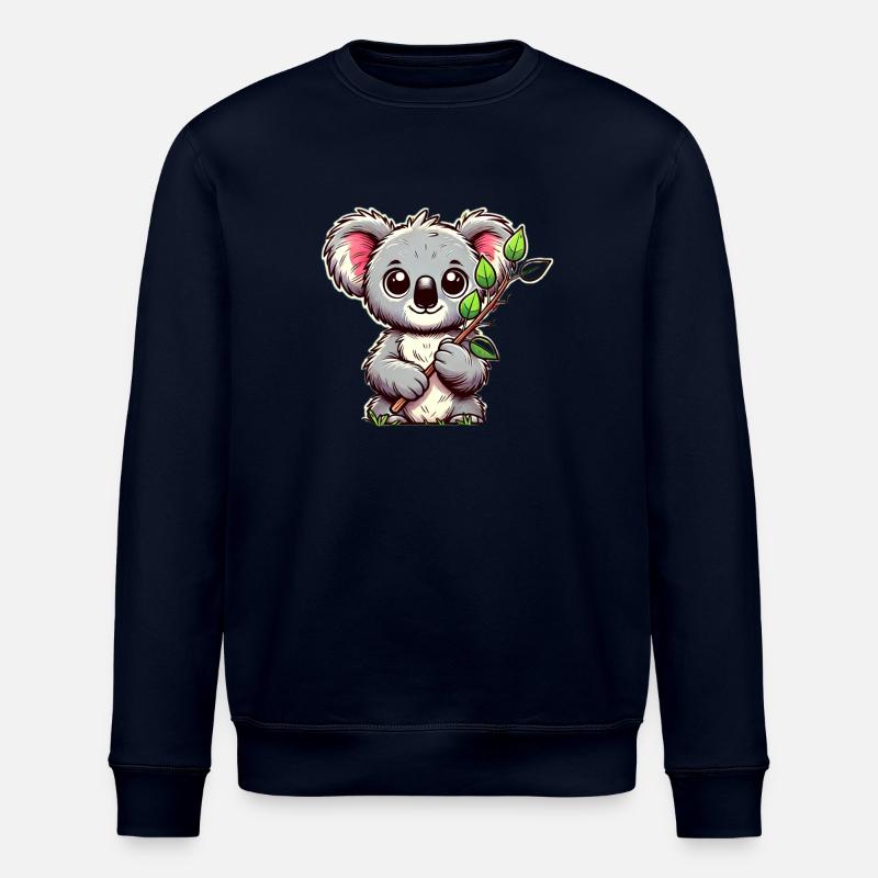 Koala with eucalyptus - Stanley/Stella ROLLER Unisex Organic Sweatshirt - navy