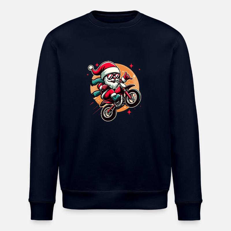 Cooler Biker Weihnachtsmann - Stanley/Stella Unisex Bio-Sweatshirt ROLLER - Navy