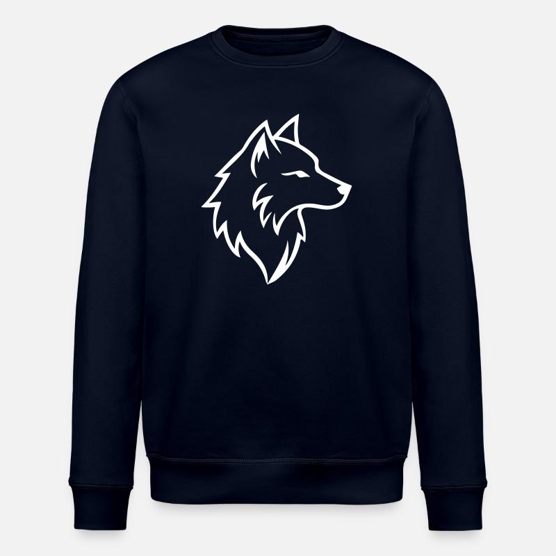 Wolf Outline - Stanley/Stella ROLLER Unisex Organic Sweatshirt - navy