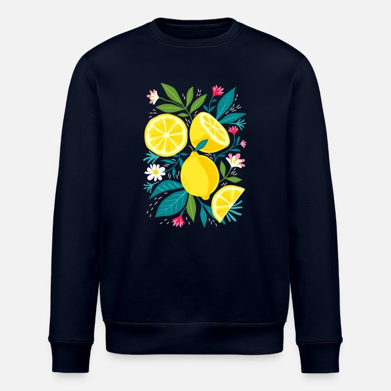 Citron et feuilles - Sweat bio ROLLER Stanley/Stella Unisexe - marine