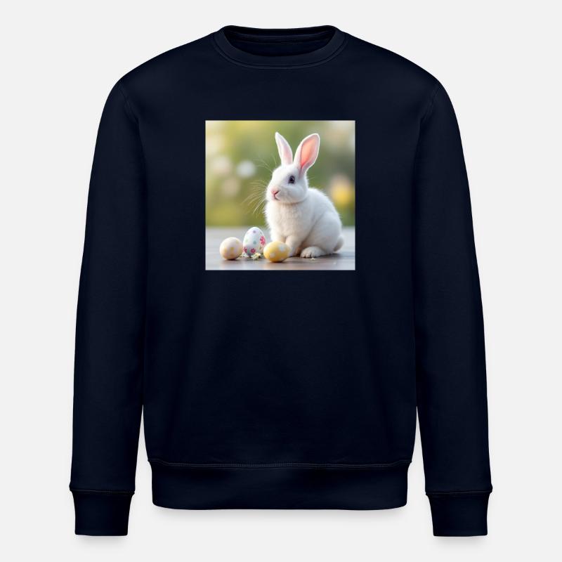 White Hare Easter - Stanley/Stella ROLLER Unisex Organic Sweatshirt - navy