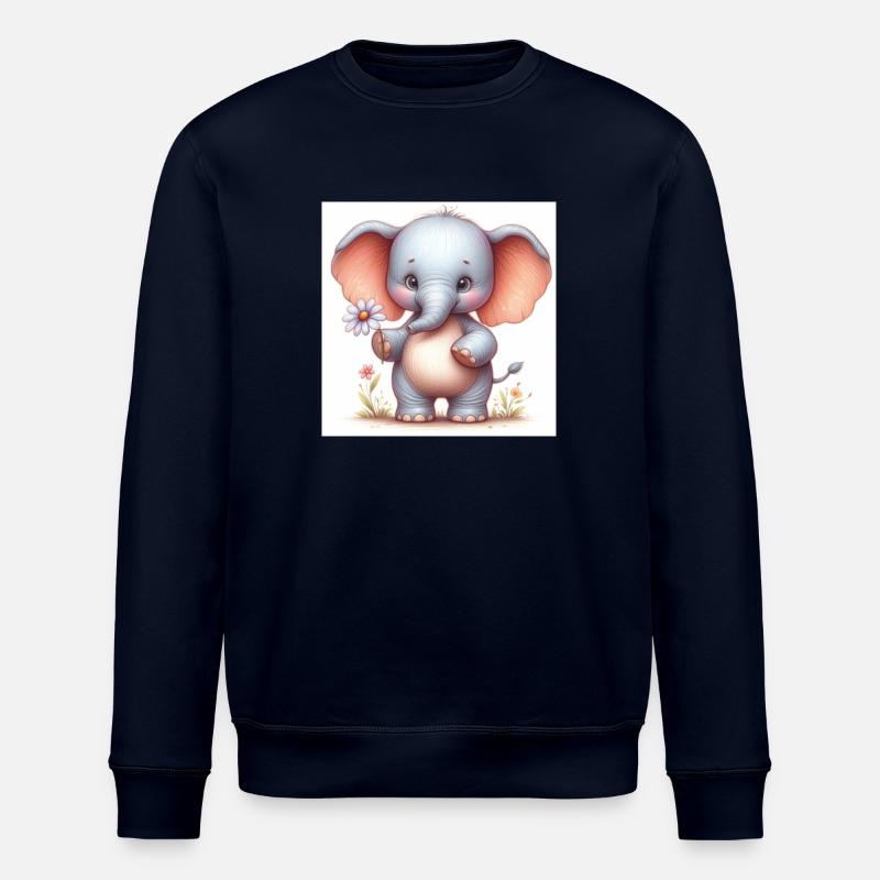 Bébé éléphant avec une fleur - Sweat bio ROLLER Stanley/Stella Unisexe - marine