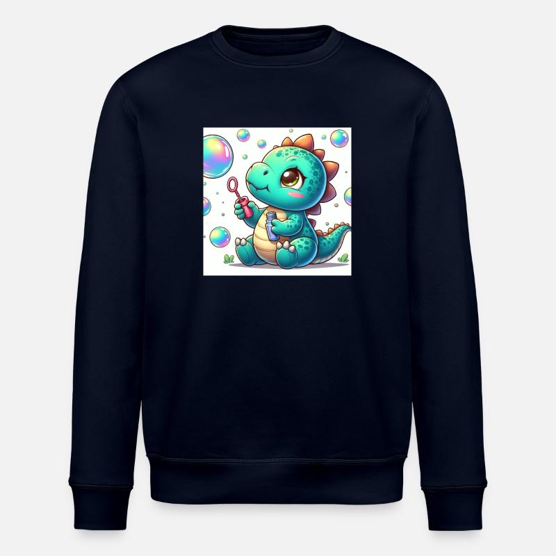 Dino small with soap bubbles - Stanley/Stella ROLLER Unisex Organic Sweatshirt - navy
