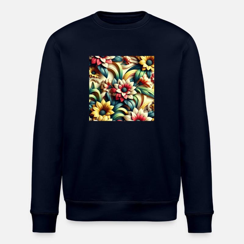 Blumenmuster 3D Effekt - Stanley/Stella Unisex Bio-Sweatshirt ROLLER - Navy