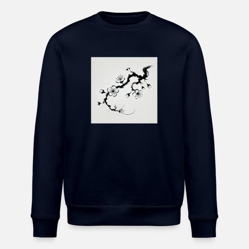 Minimalistisches Kirschblütenbild - Stanley/Stella Unisex Bio-Sweatshirt ROLLER - Navy