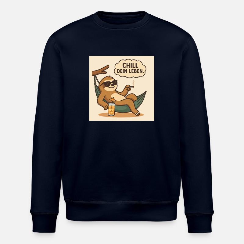 Chillendes Faultier – Comic - Stanley/Stella Unisex Bio-Sweatshirt ROLLER - Navy