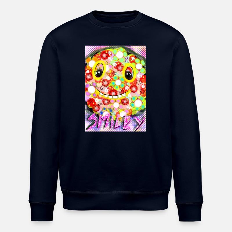 Bunte Pixel-Silhouette mit Smile - Stanley/Stella Unisex Bio-Sweatshirt ROLLER - Navy