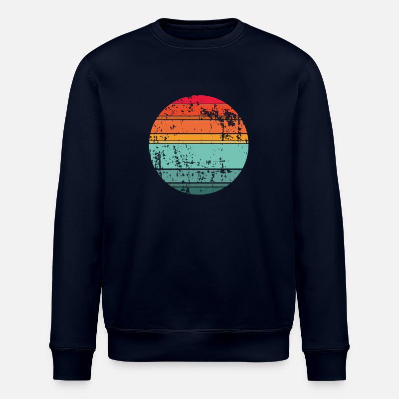 Retro Sunset Background Circle - Stanley/Stella ROLLER Unisex Organic Sweatshirt - navy