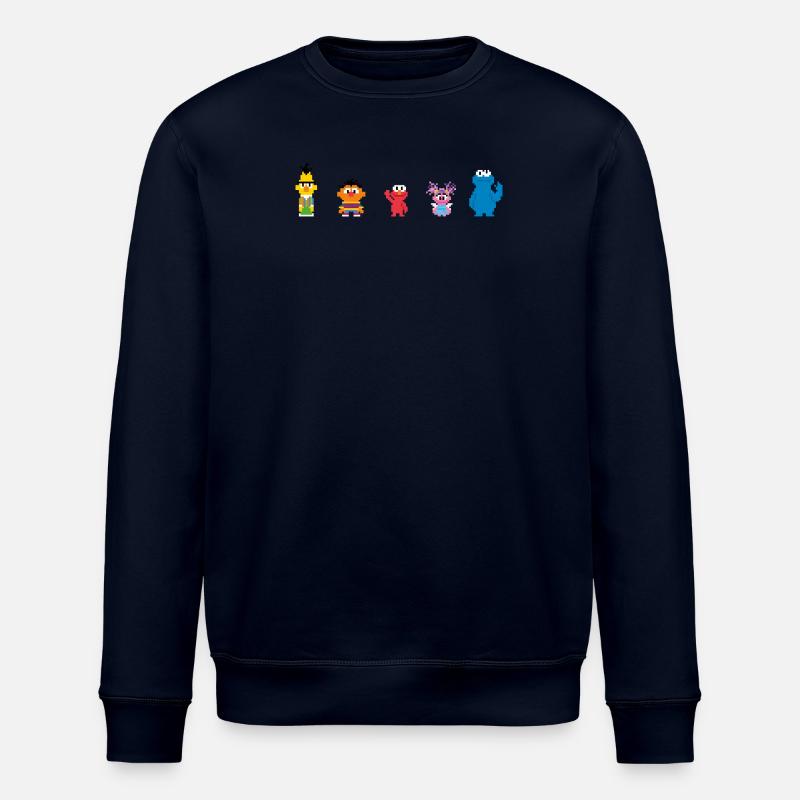 Sesamstraße Pixeldesign Charaktere - Stanley/Stella Unisex Bio-Sweatshirt ROLLER - Navy