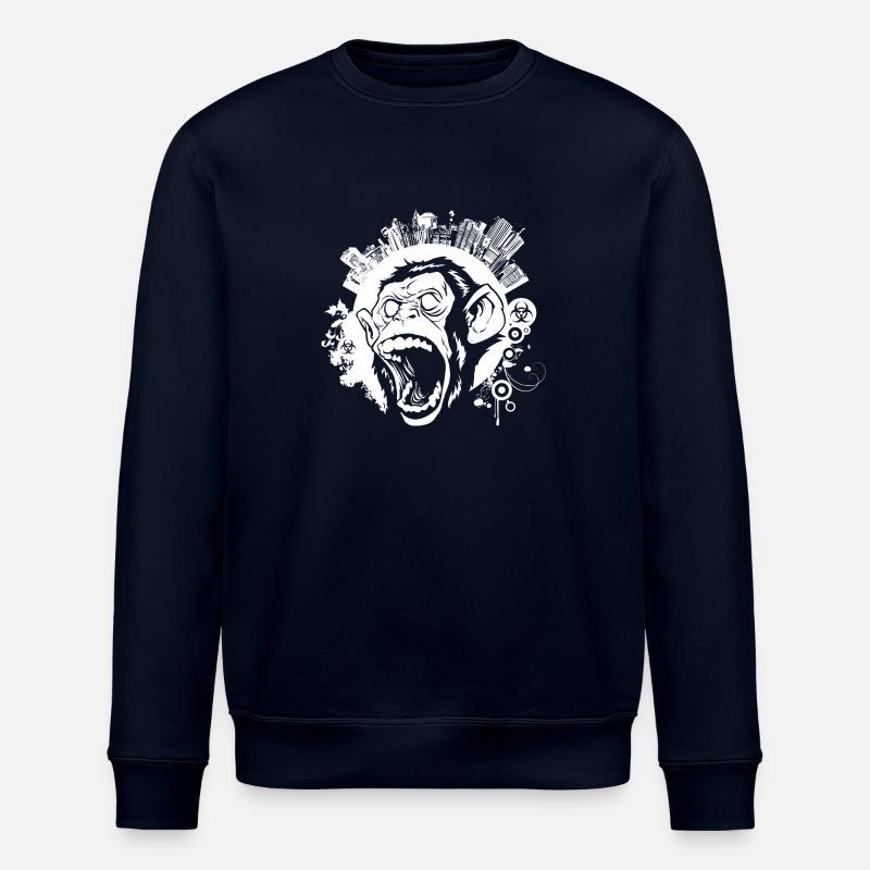 Singe blanc urbain - Sweat bio ROLLER Stanley/Stella Unisexe - marine