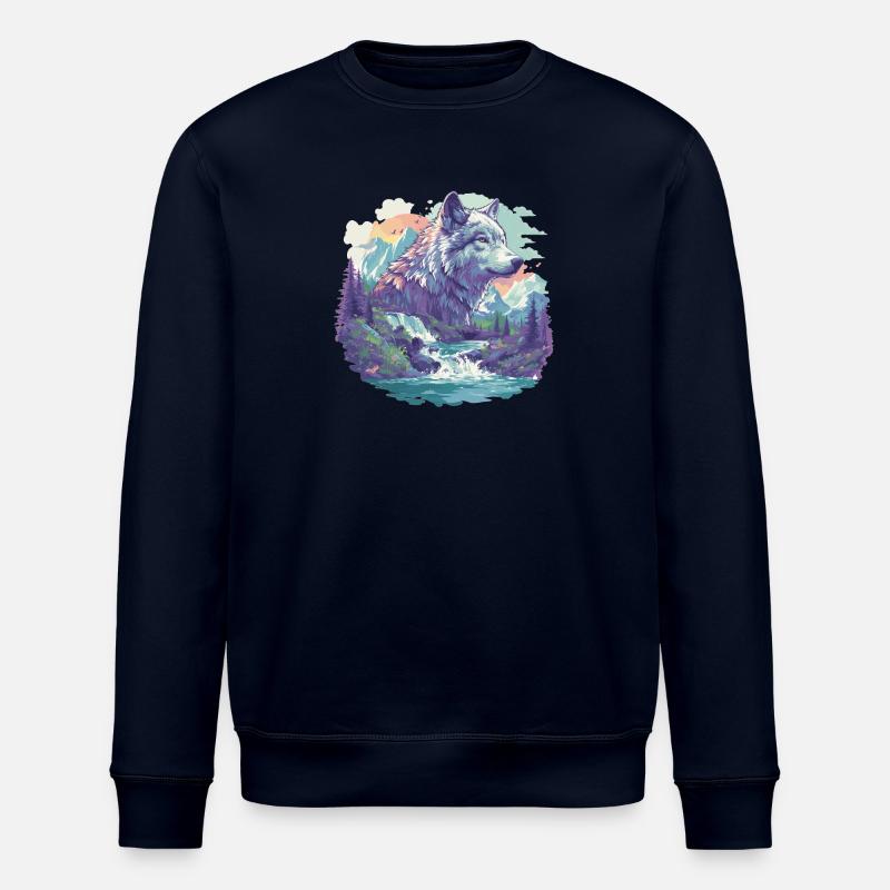 Wolves Wolf - Stanley/Stella ROLLER Unisex Organic Sweatshirt - navy