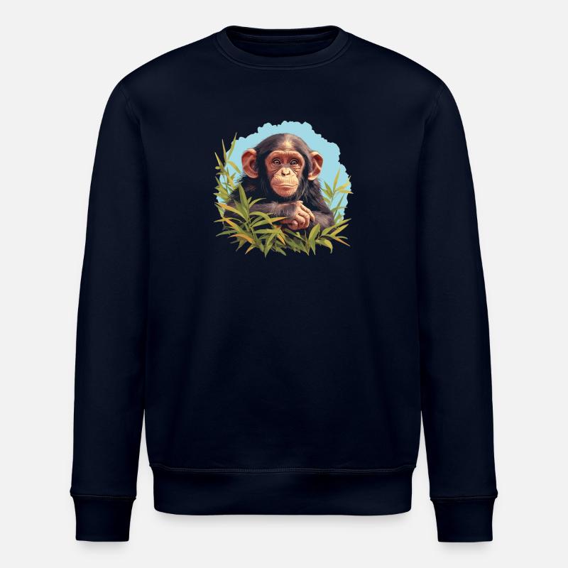 Chimpanzee Schimpansen Schimpanse - Stanley/Stella Unisex Bio-Sweatshirt ROLLER - Navy