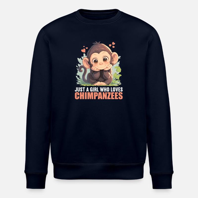 Chimpanzee Schimpansen Schimpanse - Stanley/Stella ROLLER Unisex Organic Sweatshirt - navy