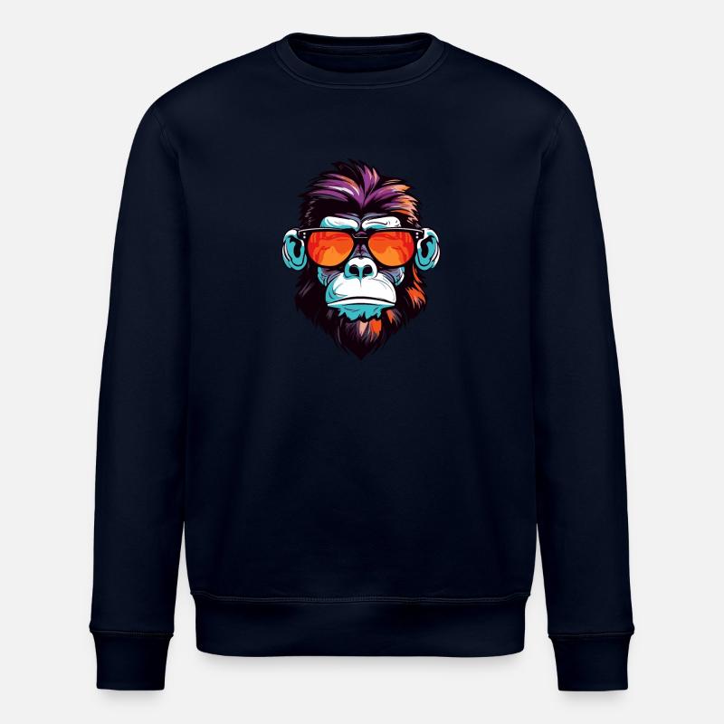 Monkey Head Portrait Cool - Stanley/Stella ROLLER Unisex Organic Sweatshirt - navy