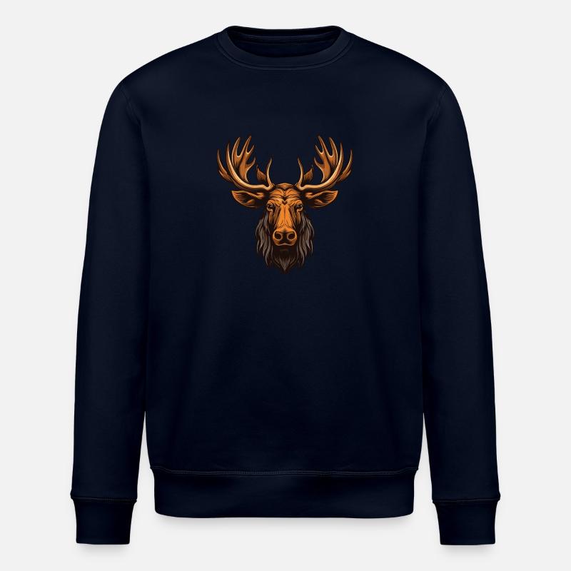 Elch Porträt - Stanley/Stella Unisex Bio-Sweatshirt ROLLER - Navy